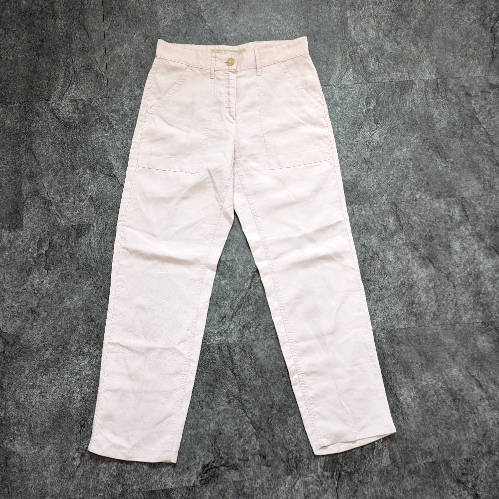 Zerres blush pink lyocell linen strait wide leg ankle length pants size 6